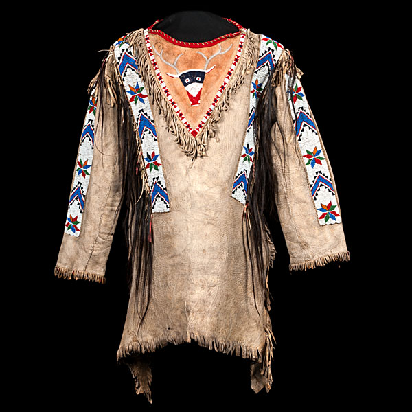 Sioux Beaded Hide Elk Shirt sinew sewn 1610a5