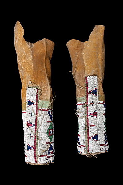 Cheyenne Beaded Hide Leggings sinew sewn 1610b1
