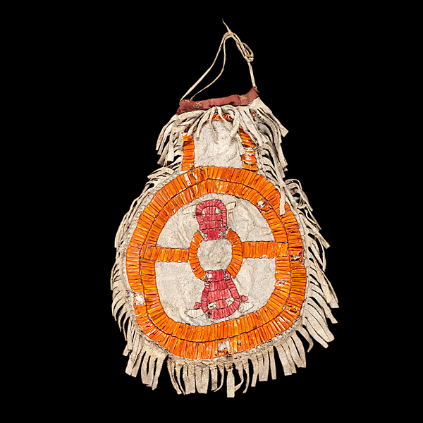 Sioux Quilled Hide Bag thread sewn 1610ce