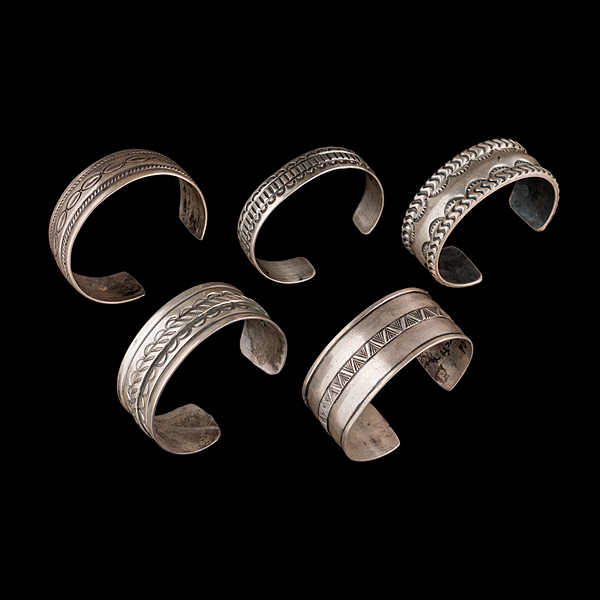 Navajo Stamped Silver Cuff Bracelets