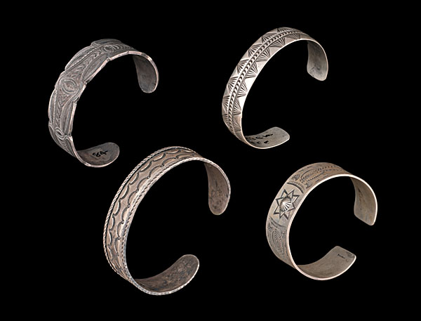 Navajo Stamped Silver Bangles Collected