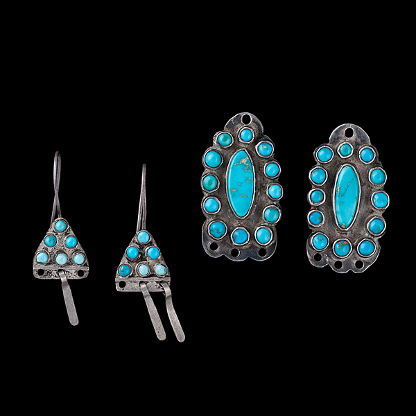 Zuni Old Style Turquoise Earrings 161118