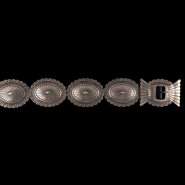 Navajo Silver Concha Belt Collected 16111e