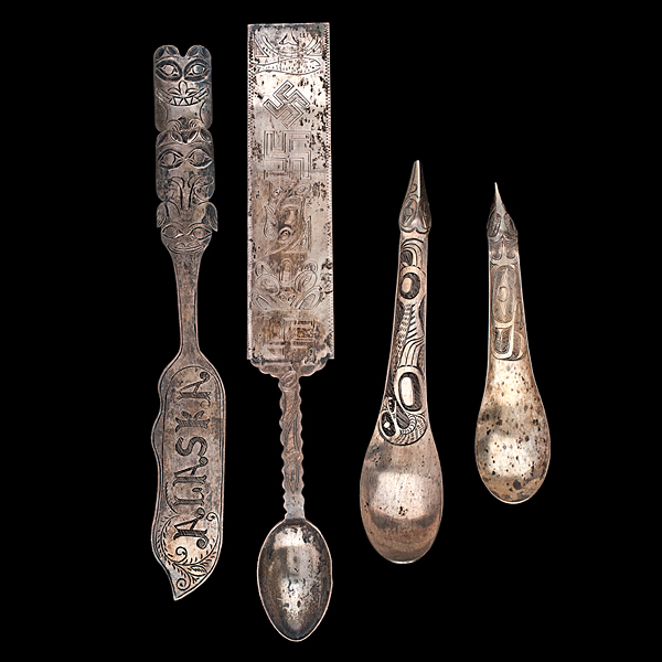 Northwest Coast Engraved Silver Spoons