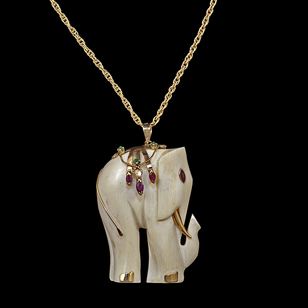 Carved Ivory Elephant Pendant with