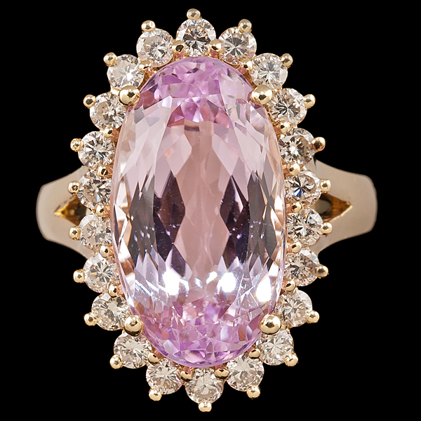 Kunzite and Diamond Ring A ladies  1611b6