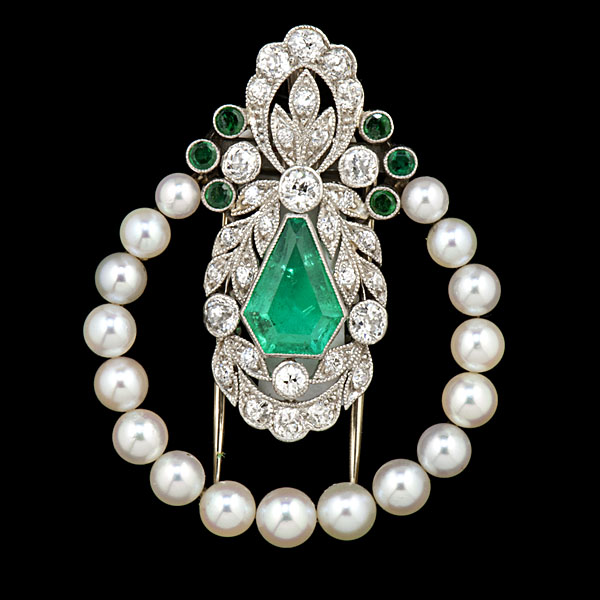 Emerald and Diamond Fur Clip An 1611be