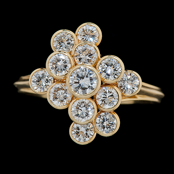 Yellow Gold Modern Cluster Ring 1611d8