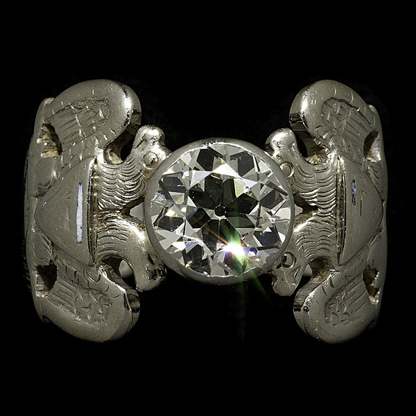 Masonic Diamond Ring A 14K white 1611db