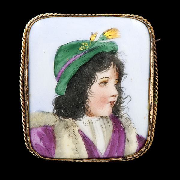 Young Child Painted Porcelain Pin 16122c