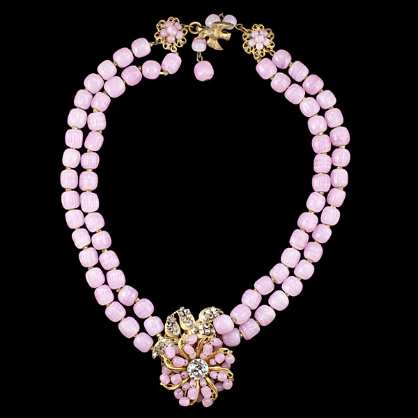 Miriam Haskell Pink Frosted Bead 161241