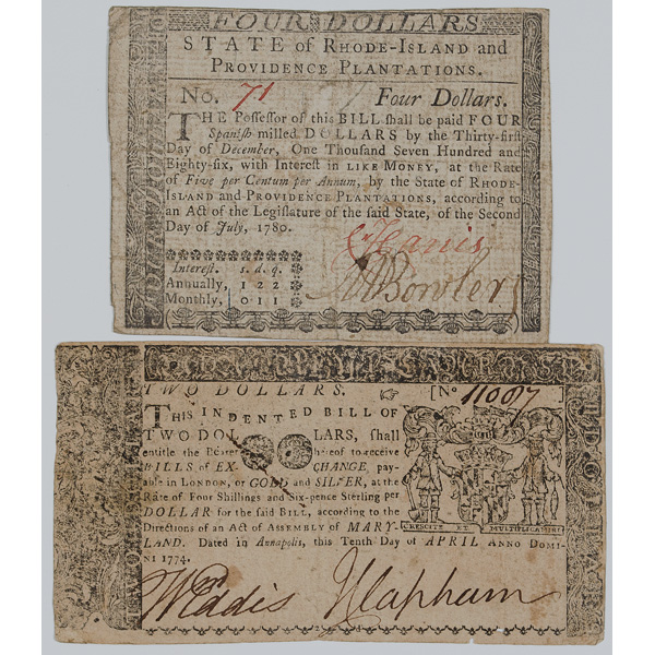 Two Pieces of Colonial Currency