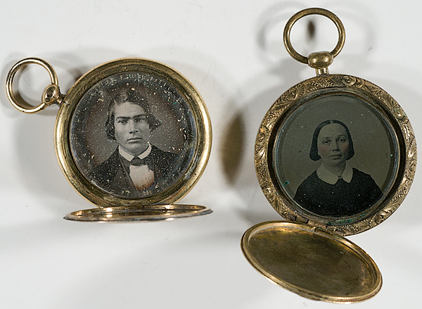 Two Daguerreian Double Sided Lockets  1612c8