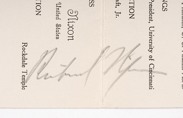 Richard Nixon Signed Menu Richard