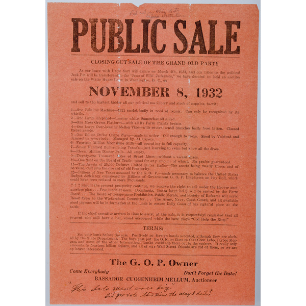 Grand Old Party Close-Out Sale Broadside