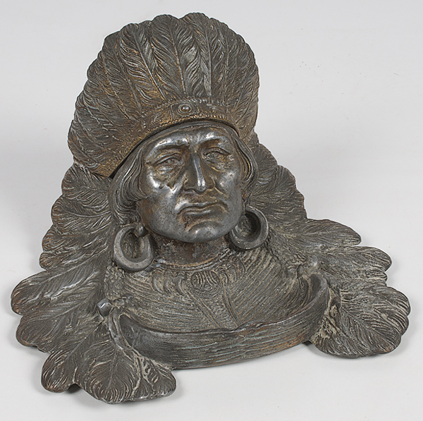 American Indian Bronze Inkwell 161362