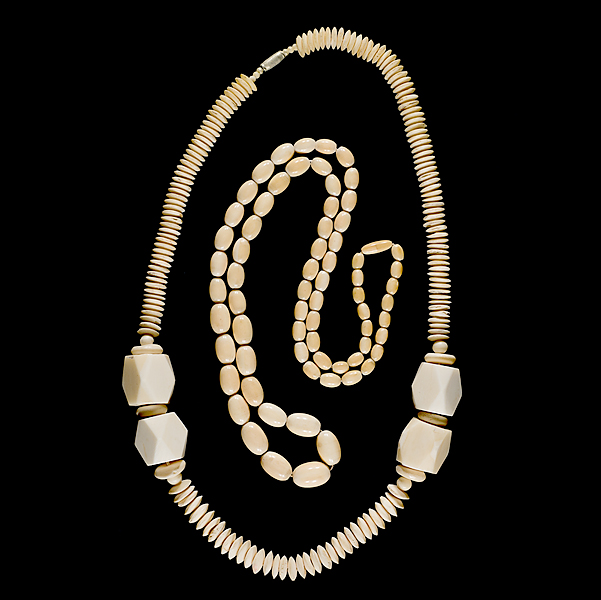 Duo of Large Ivory Necklaces A pair