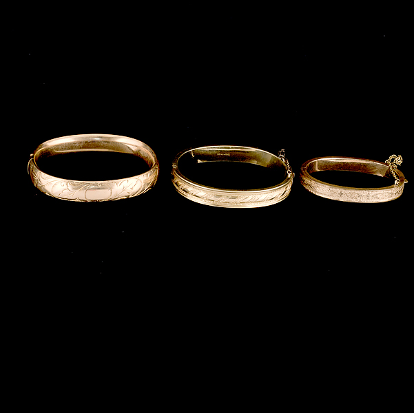 Trio of Gold Filled Bangle Bracelets 161437