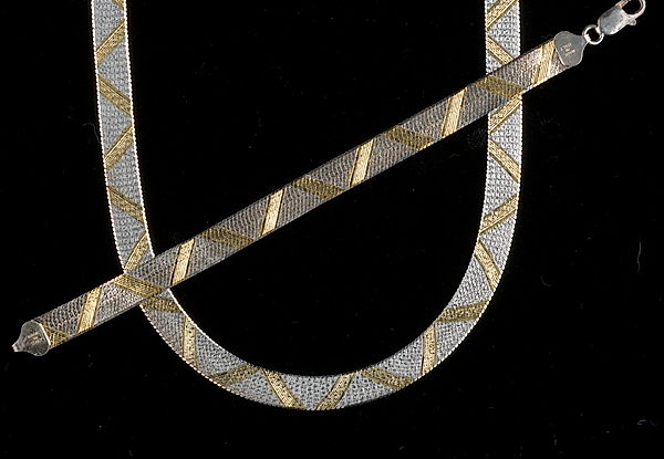 Sterling Silver Two Tone Herringbone 16146a