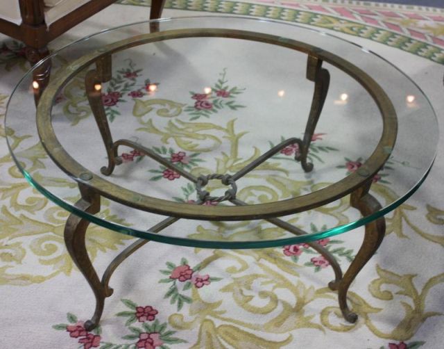 Midcentury Gilded Iron Coffee Table.With