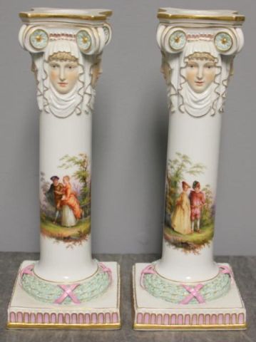Unusual Pair of Meissen Candlesticks With 161506