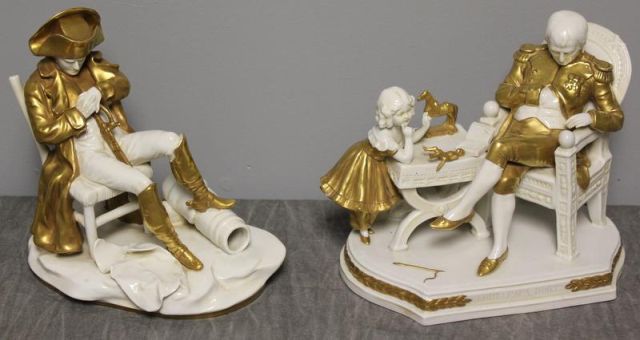 2 Napoleonic Gilded Porcelain Figures.Include