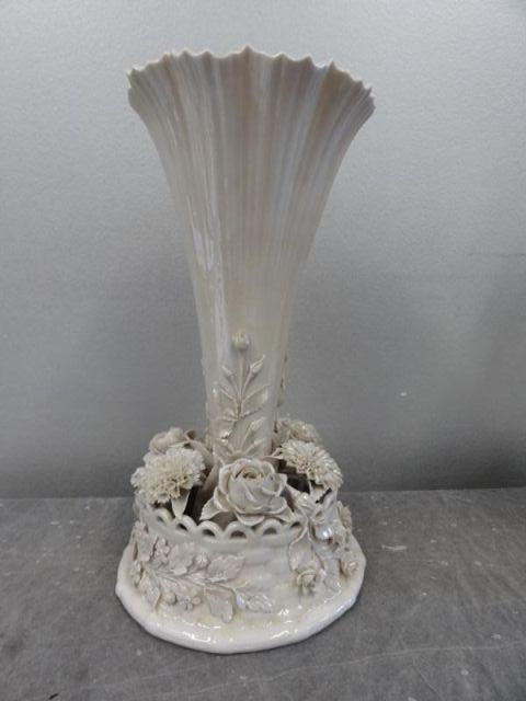 Belleek. Trumpet Vase with Silver