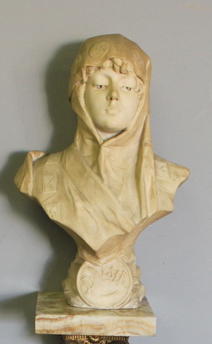 Piazza A. Signed Marble Bust ''Dalia.''Inscribed