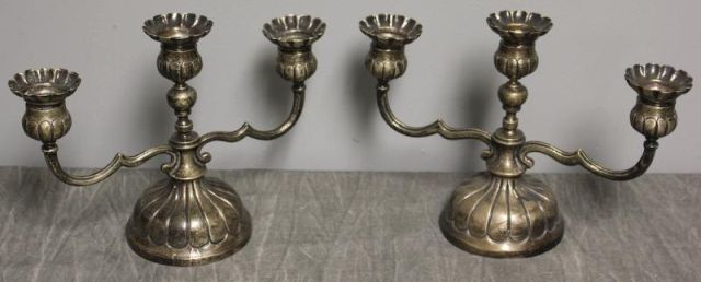 STERLING. Pair of Mexican Sterling Candlebra.Signed