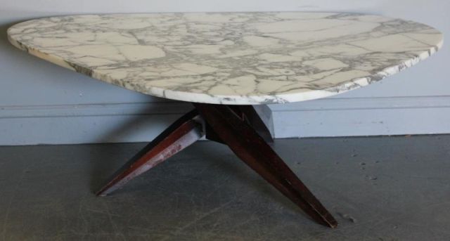 Marble Top and Wood Base Midcentury 161595