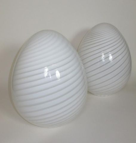 Two Midcentury Blown Glass Egg-Shaped