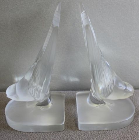 Two Signed Lalique Dove Figures Signed 1615b0