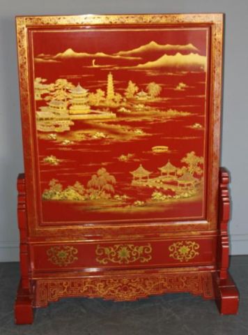 Asian Red Lacquer and Gilt Decorated
