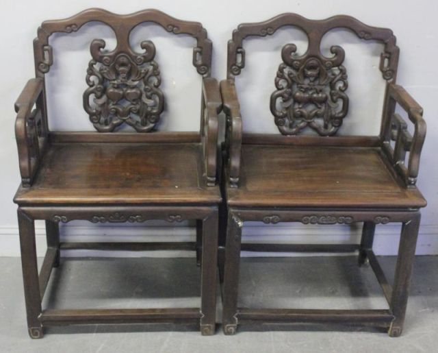 Pair of Antique Chinese Hardwood 1615ca