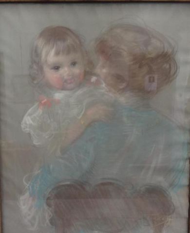 FROMKES Maurice. Pastel of a Mother