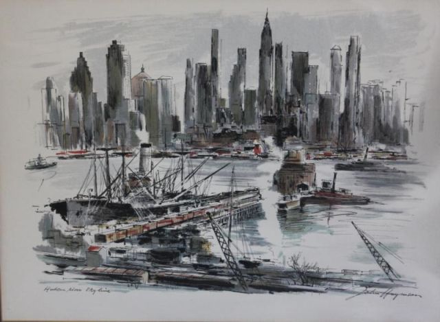 HAYMSON John Lithograph NYC Skyline 1615ea