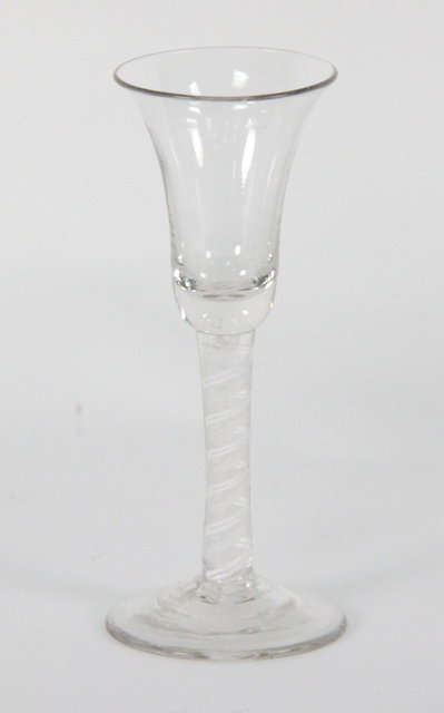 A George III wine glass with opaque