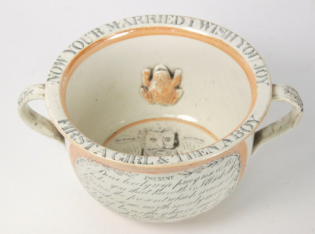 A pottery chamber pot with humorous 161649