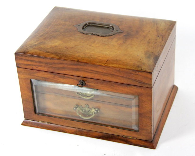 A Victorian walnut workbox the 161683