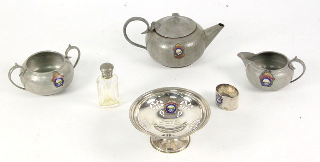 A pewter tea set of Masonic interest