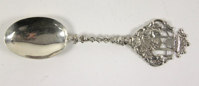 A Dutch silver spoon with scenes of
