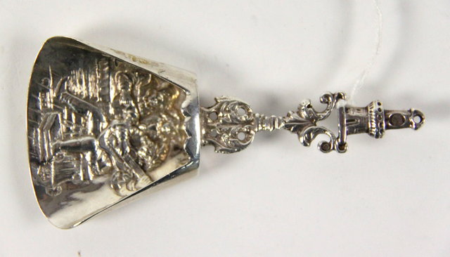 A Dutch silver caddy spoon