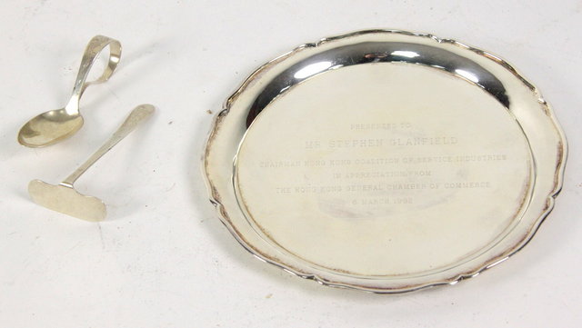 A Chinese silver presentation salver