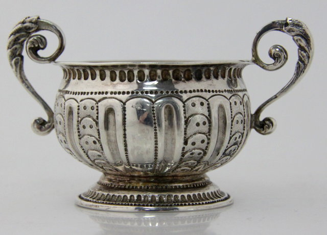 A silver twin-handled bowl cancelled