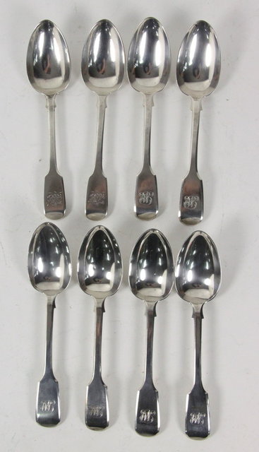 A set of six fiddle pattern silver