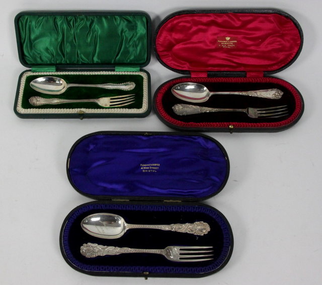 A silver christening set George Maudsley