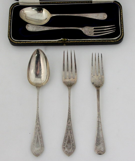 A christening spoon and fork George 161709