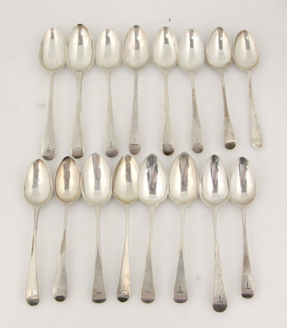 Sixteen Georgian teaspoons various dates