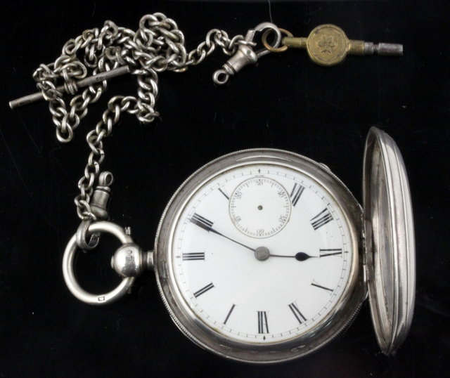A silver hunter pocket watch the