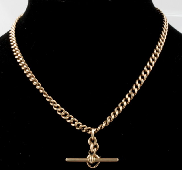 A 9ct gold Albert chain with T-bar